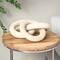 20" Cream Wood Chain 3-Link Sculpture with Natural Wood Grain